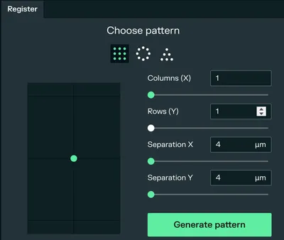 Selecting the pattern to have a single atom